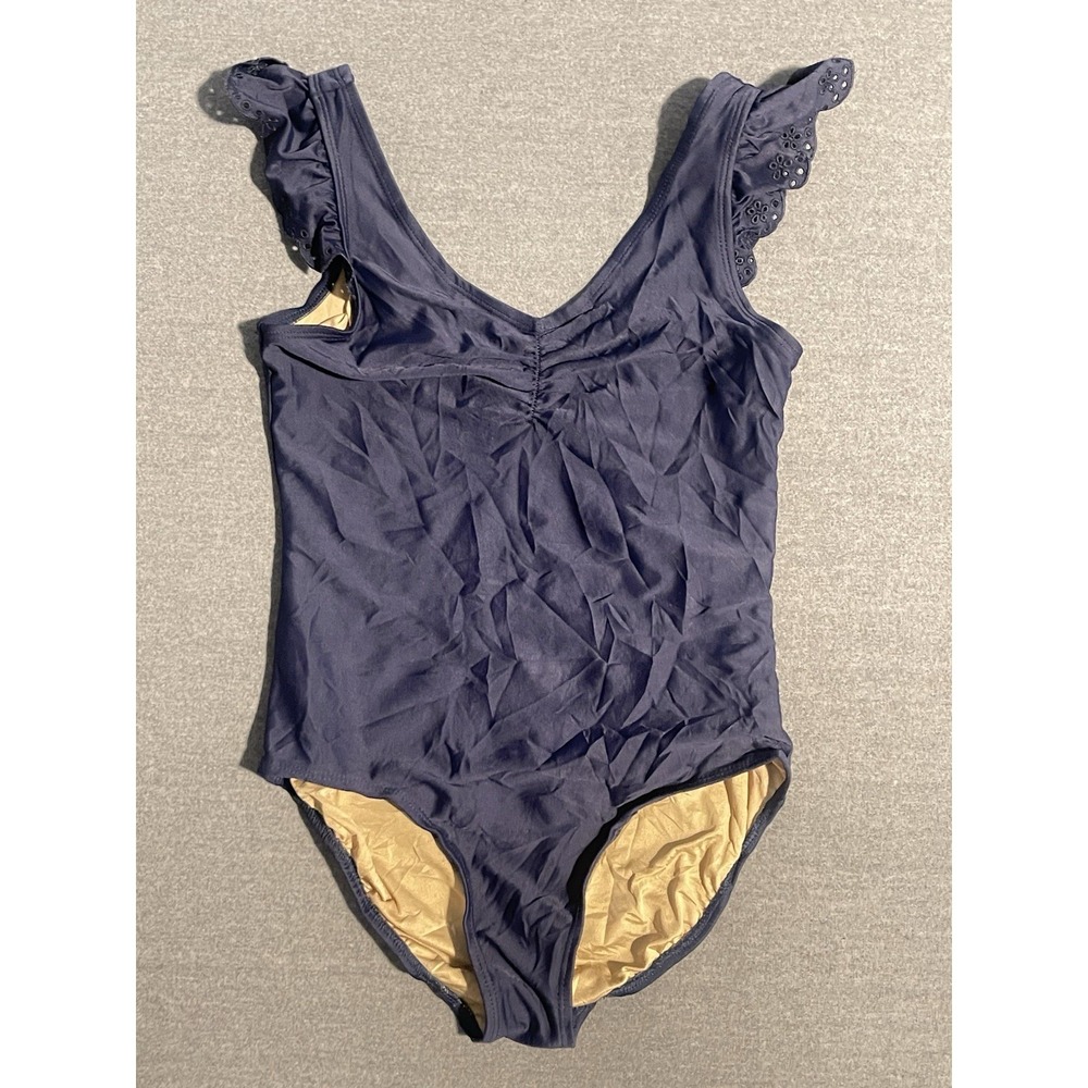Old Navy Navy Blue Ruffle Strap One Piece Swimsuit Women Large Slimming Swimwear